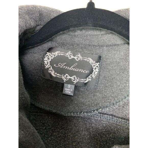 Womens Double-Breasted Gray Hooded Jacket Coat With Button Details Size S - Picture 4 of 5